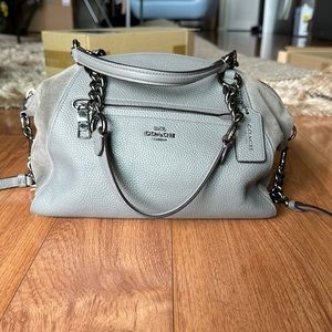 Gray suede and leather Coach bag